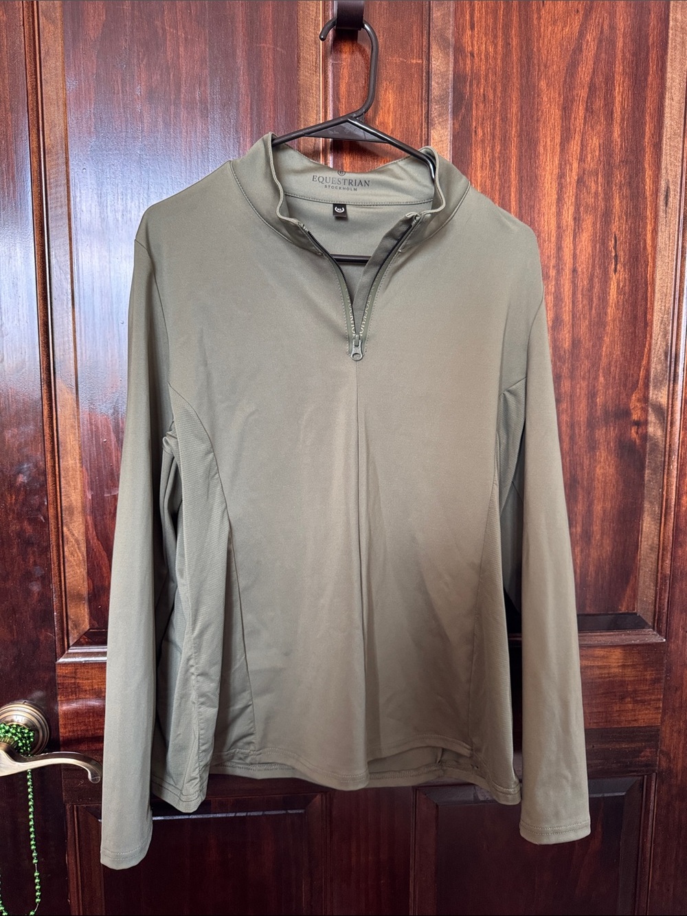 XL Equestrian Stockholm Base Layer in Evening Haze olive green quarter zip